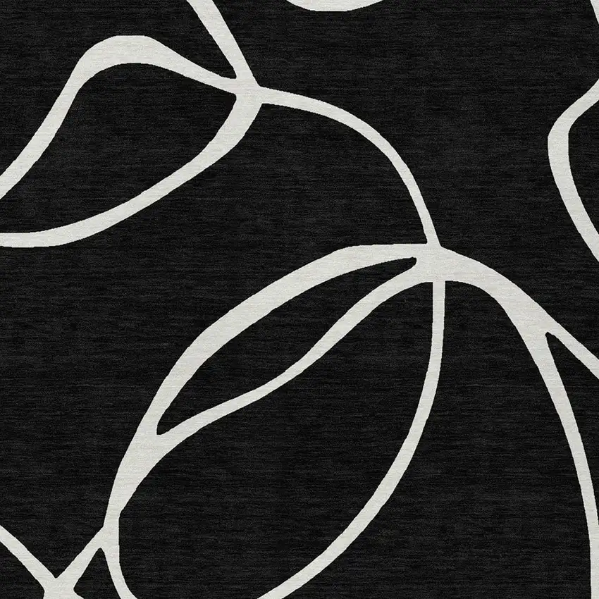 Black And Ivory Abstract Washable Indoor Outdoor Area Rug Photo 6