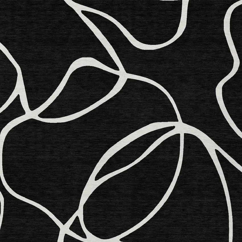 Black And Ivory Abstract Washable Indoor Outdoor Area Rug Photo 6