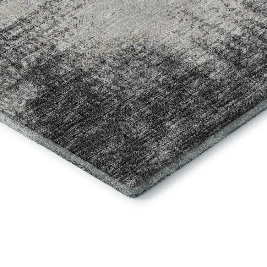 Black And Ivory Abstract Washable Indoor Outdoor Area Rug Photo 5