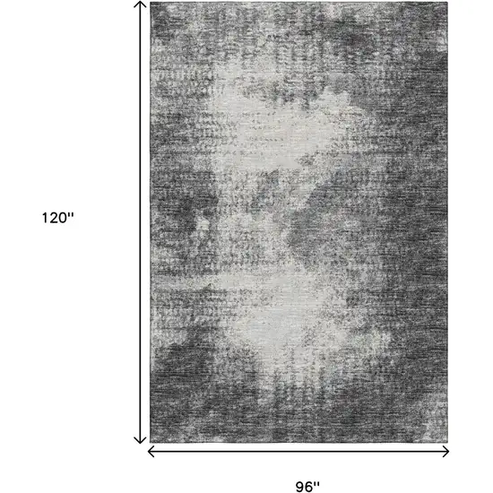 Black And Ivory Abstract Washable Indoor Outdoor Area Rug Photo 3