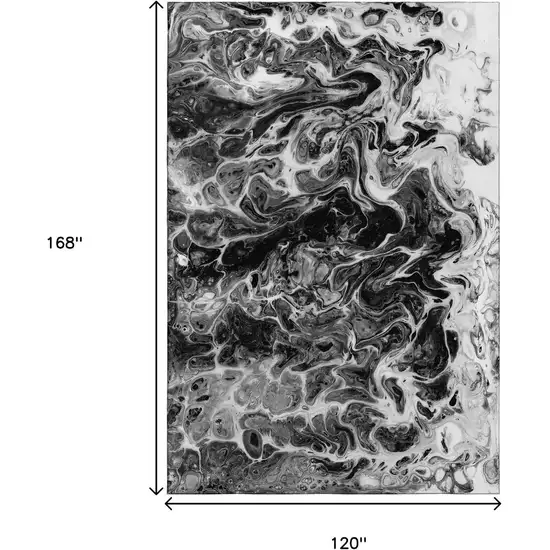 Black And Ivory Abstract Washable Indoor Outdoor Area Rug Photo 3
