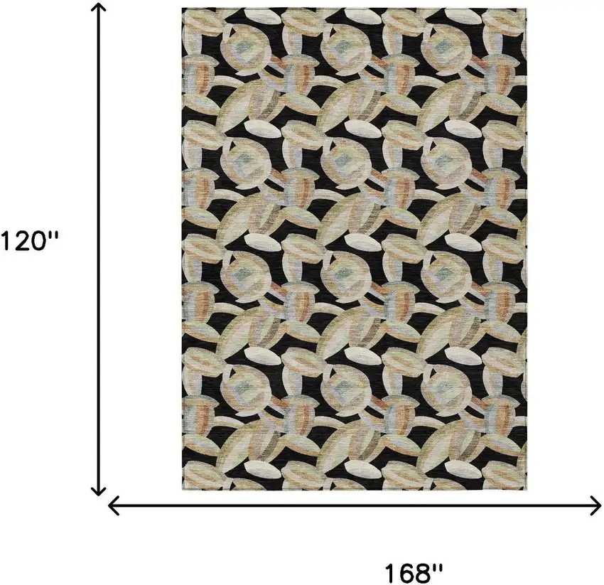 Black And Ivory Abstract Washable Indoor Outdoor Area Rug Photo 8
