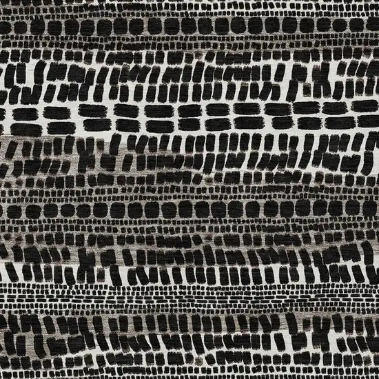 Black And Ivory Abstract Washable Indoor Outdoor Area Rug Photo 2
