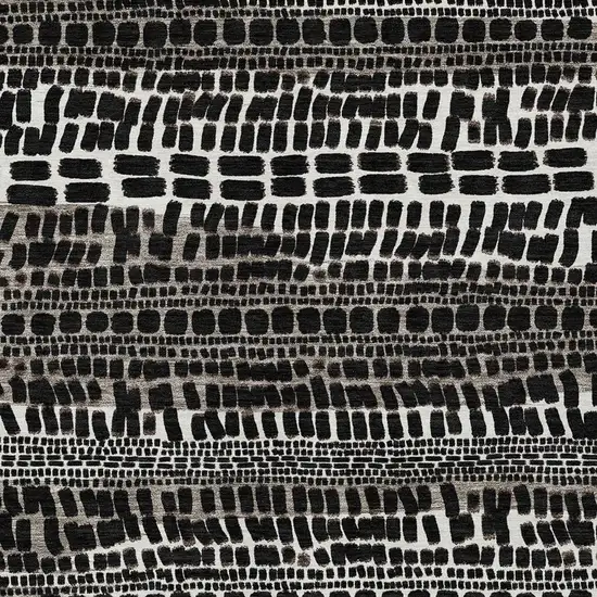 Black And Ivory Abstract Washable Indoor Outdoor Area Rug Photo 2