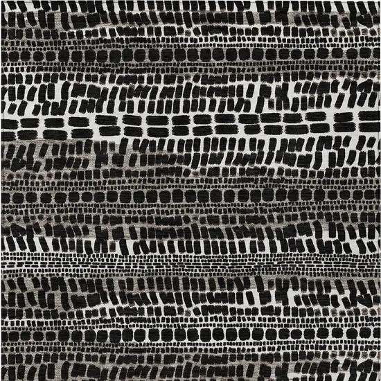 Black And Ivory Abstract Washable Indoor Outdoor Area Rug Photo 3