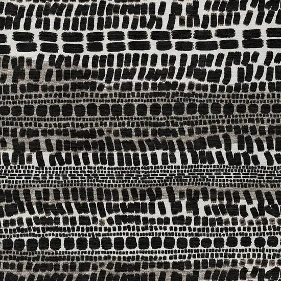 Black And Ivory Abstract Washable Indoor Outdoor Area Rug Photo 2