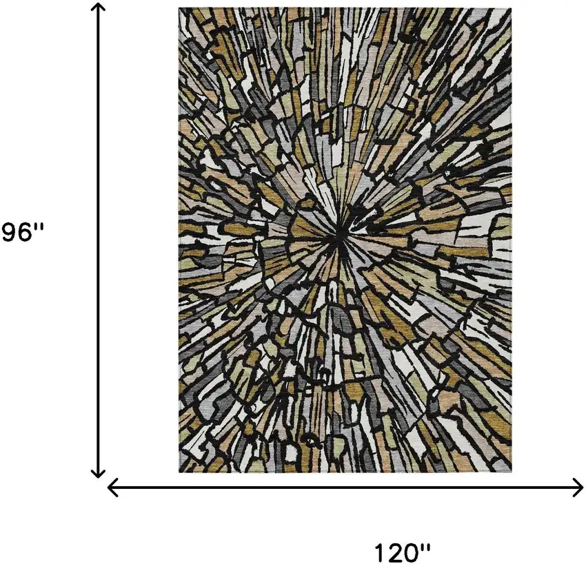 Black And Ivory Abstract Washable Indoor Outdoor Area Rug Photo 7