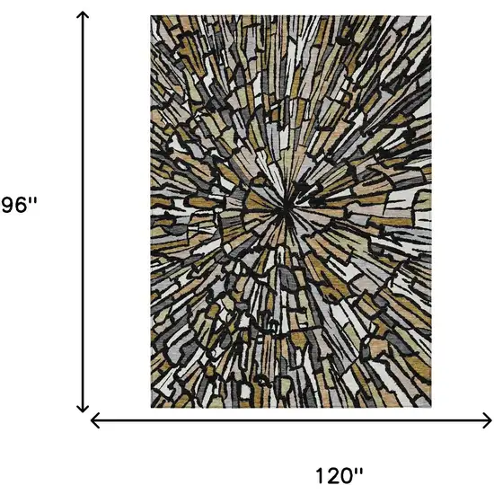 Black And Ivory Abstract Washable Indoor Outdoor Area Rug Photo 7