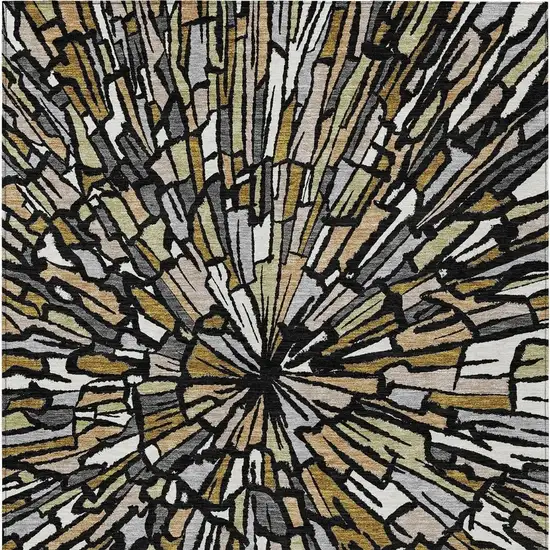 Black And Ivory Abstract Washable Indoor Outdoor Area Rug Photo 4