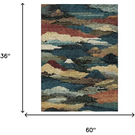 Black And Ivory Abstract Washable Indoor Outdoor Area Rug Photo 5