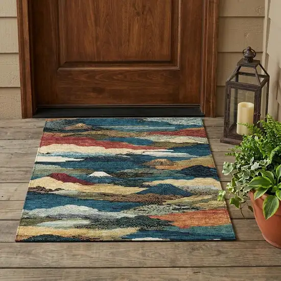 Black And Ivory Abstract Washable Indoor Outdoor Area Rug Photo 1