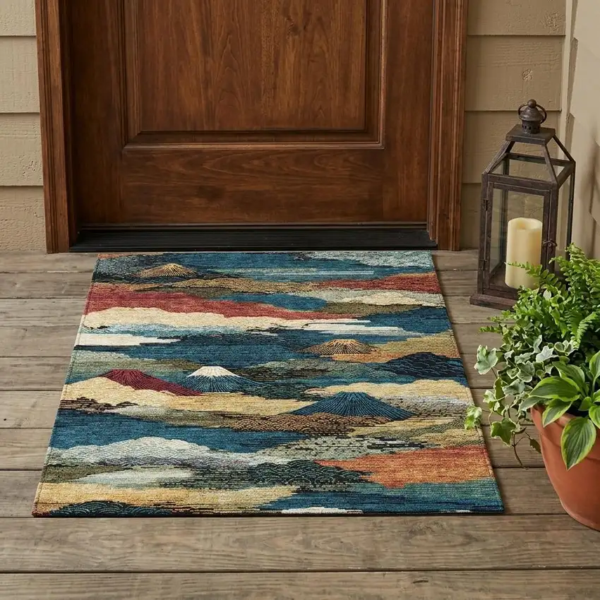 Black And Ivory Abstract Washable Indoor Outdoor Area Rug Photo 1