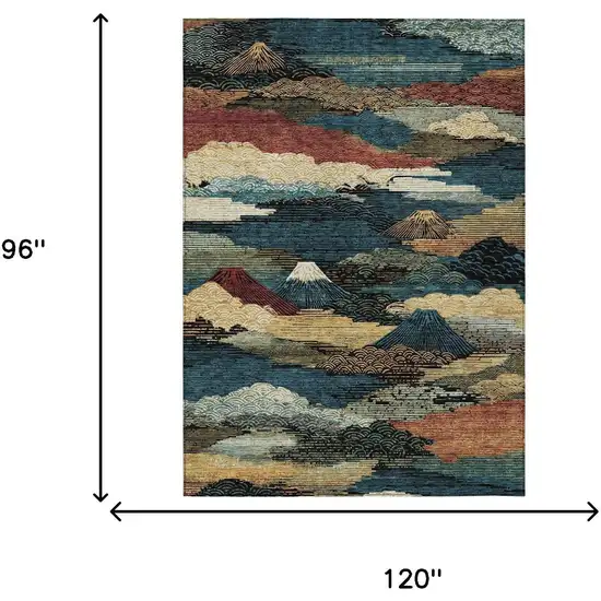 Black And Ivory Abstract Washable Indoor Outdoor Area Rug Photo 5