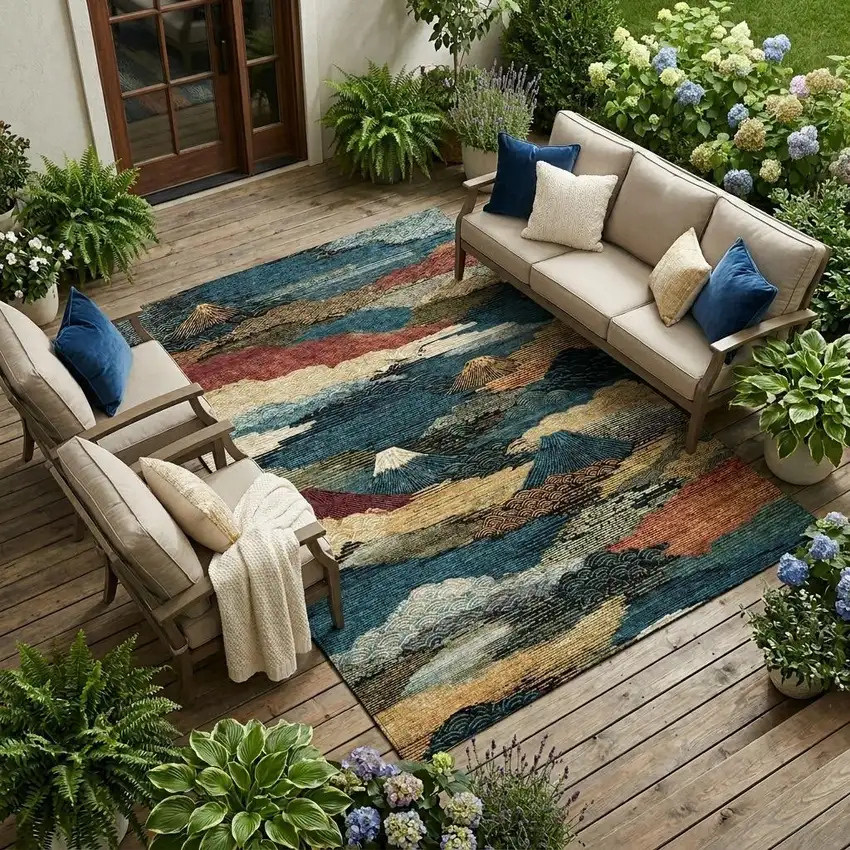 Black And Ivory Abstract Washable Indoor Outdoor Area Rug Photo 1