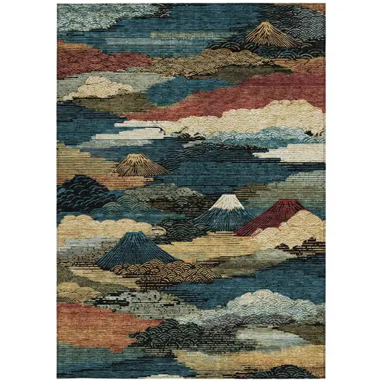Black And Ivory Abstract Washable Indoor Outdoor Area Rug Photo 4
