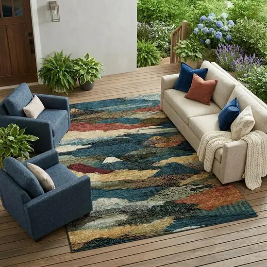 Black And Ivory Abstract Washable Indoor Outdoor Area Rug Photo 1