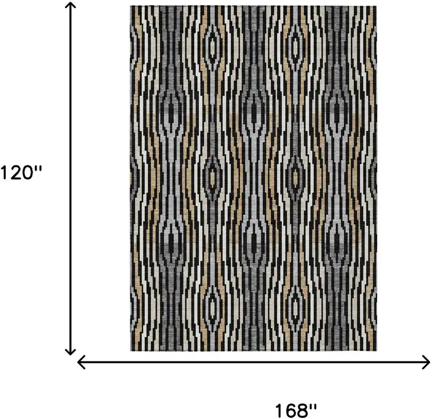 Black And Ivory Abstract Washable Indoor Outdoor Area Rug Photo 8