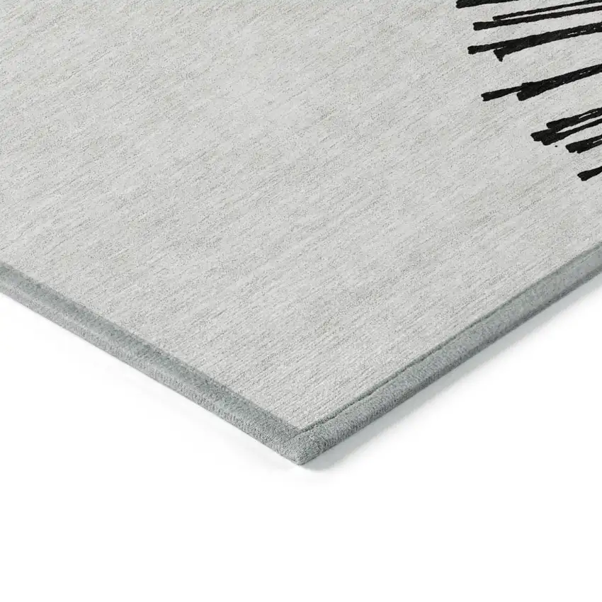 Black And Ivory Abstract Washable Indoor Outdoor Area Rug Photo 5