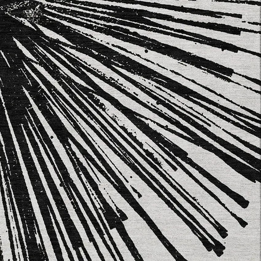 Black And Ivory Abstract Washable Indoor Outdoor Area Rug Photo 9
