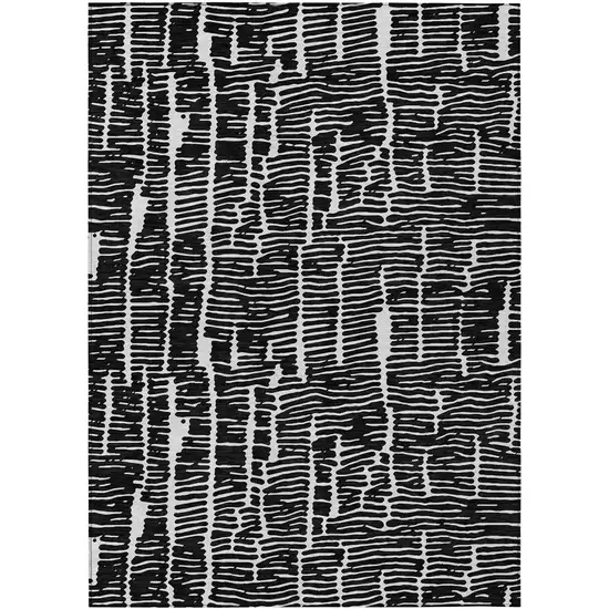 Black And Ivory Abstract Washable Indoor Outdoor Area Rug Photo 2