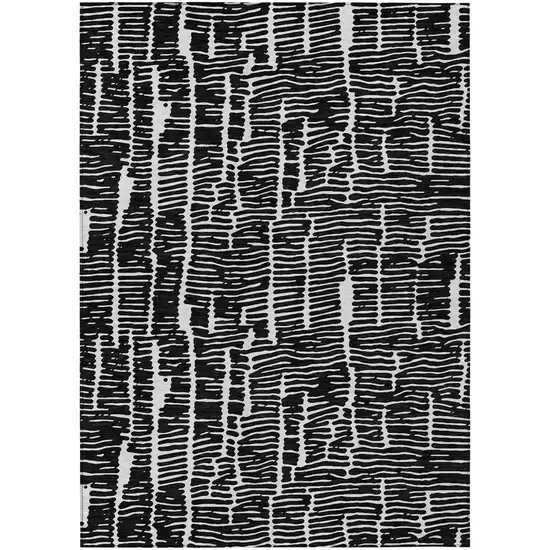 Black And Ivory Abstract Washable Indoor Outdoor Area Rug Photo 2