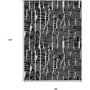 Photo of Black And Ivory Abstract Washable Indoor Outdoor Area Rug