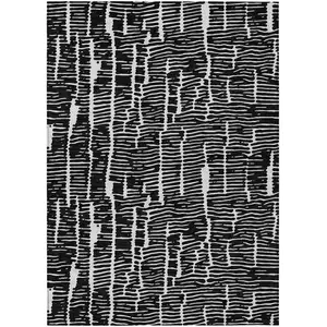 Photo of Black And Ivory Abstract Washable Indoor Outdoor Area Rug