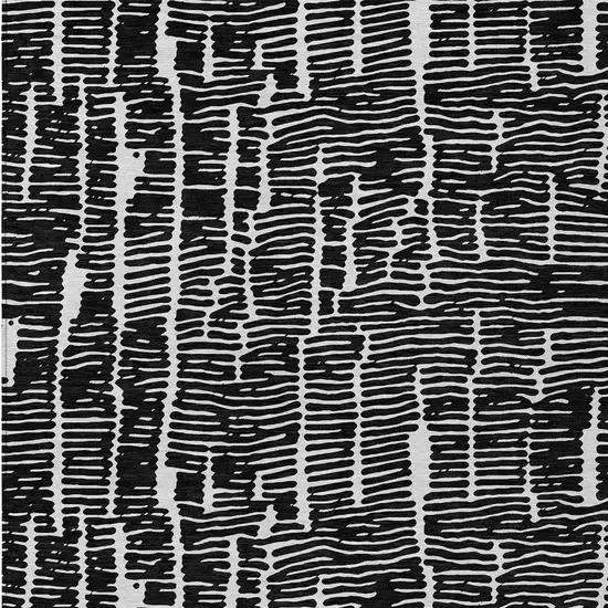 Black And Ivory Abstract Washable Indoor Outdoor Area Rug Photo 7