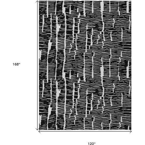 Black And Ivory Abstract Washable Indoor Outdoor Area Rug Photo 3