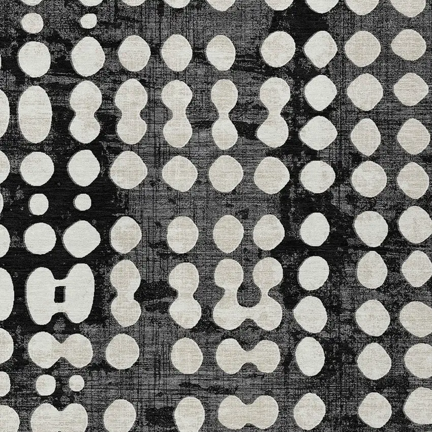 Black And Ivory Abstract Washable Indoor Outdoor Area Rug Photo 6