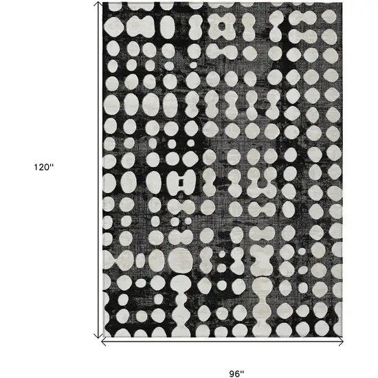Black And Ivory Abstract Washable Indoor Outdoor Area Rug Photo 3