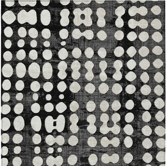 Black And Ivory Abstract Washable Indoor Outdoor Area Rug Photo 7