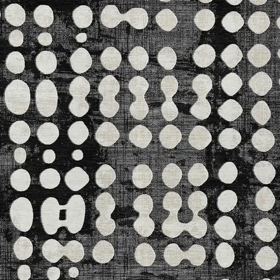 Black And Ivory Abstract Washable Indoor Outdoor Area Rug Photo 6