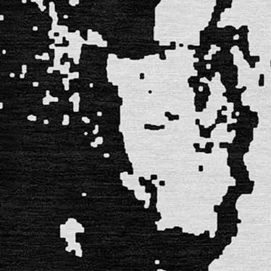 Black And Ivory Abstract Washable Indoor Outdoor Area Rug Photo 6