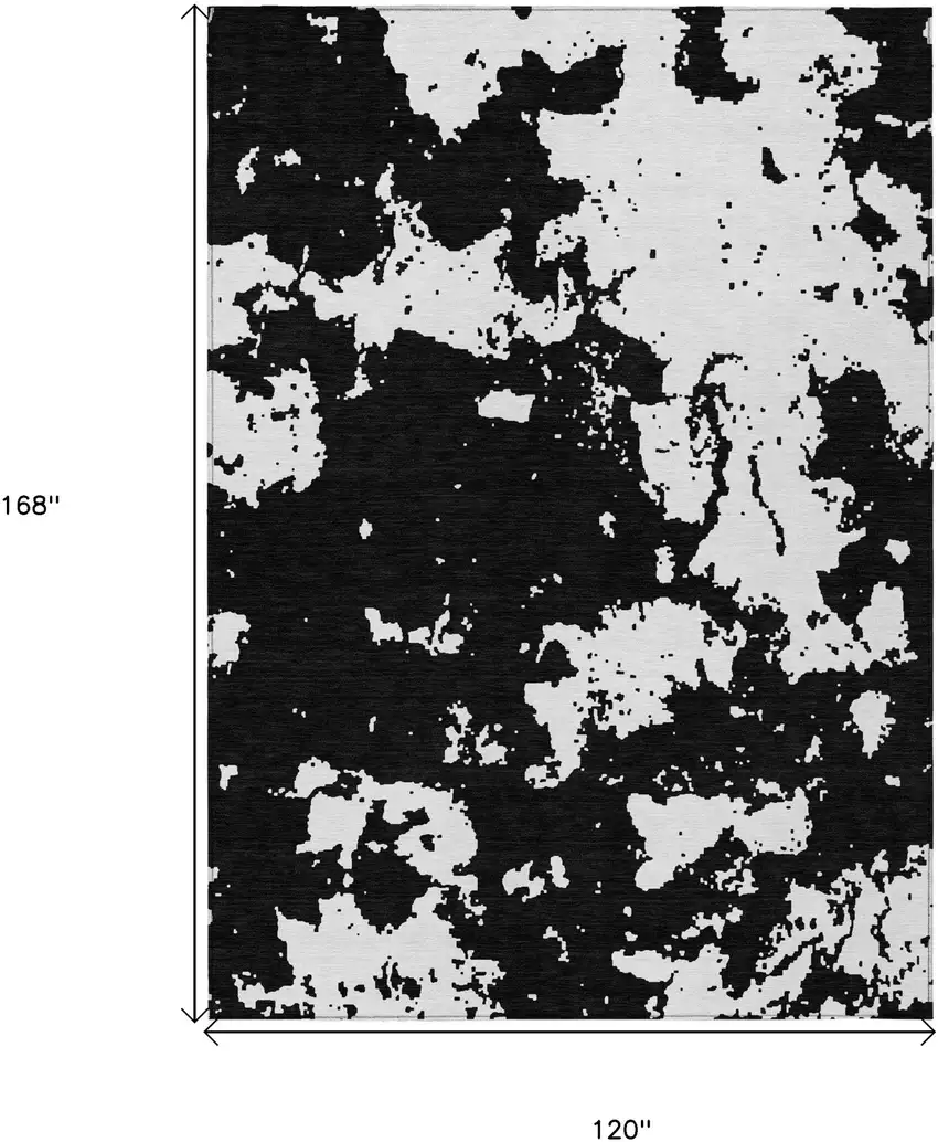 Black And Ivory Abstract Washable Indoor Outdoor Area Rug Photo 3