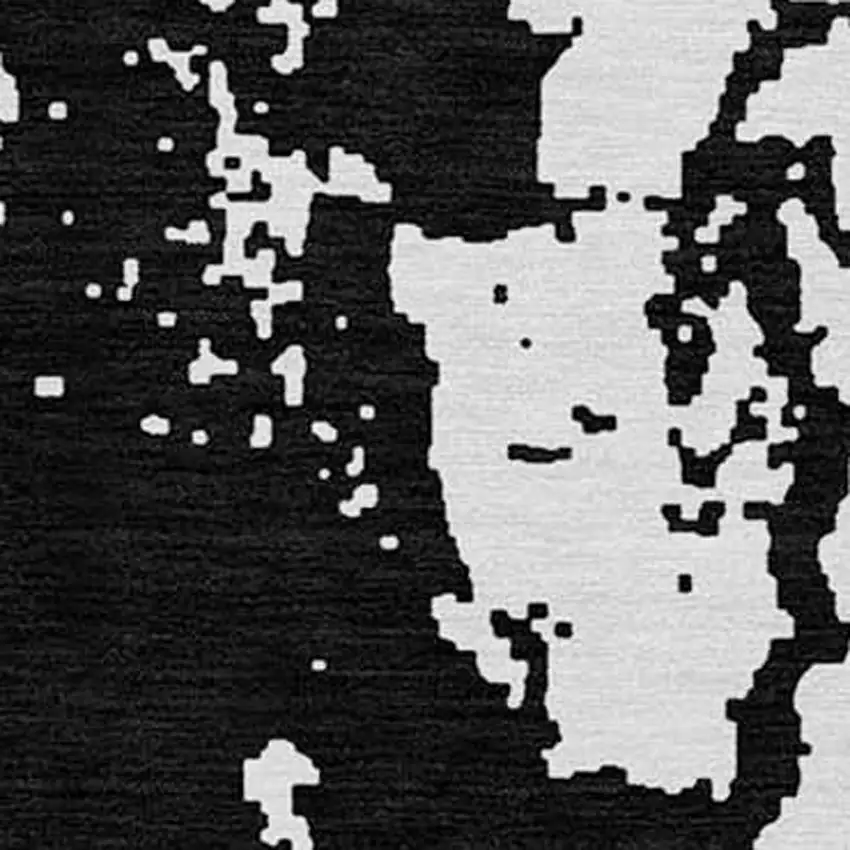 Black And Ivory Abstract Washable Indoor Outdoor Area Rug Photo 6