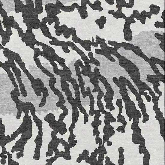 Black And Ivory Animal Print Washable Area Rug With UV Protection Photo 3