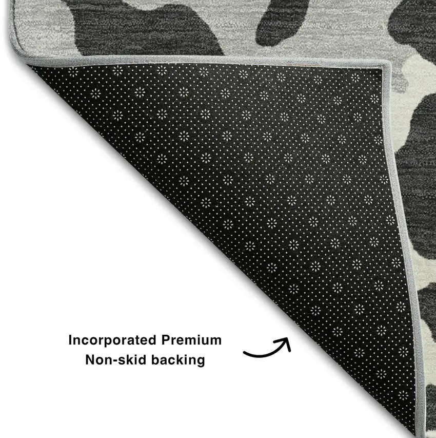 Black And Ivory Animal Print Washable Area Rug With UV Protection Photo 6