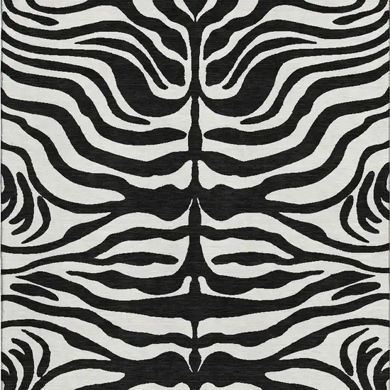 Black And Ivory Animal Print Washable Area Rug With UV Protection Photo 3