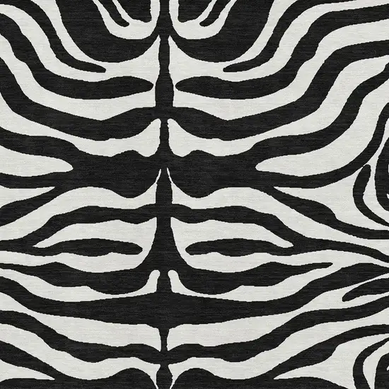 Black And Ivory Animal Print Washable Area Rug With UV Protection Photo 2