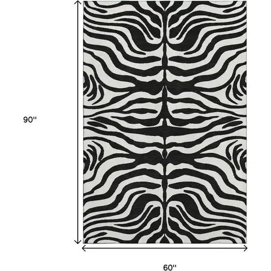 Black And Ivory Animal Print Washable Area Rug With UV Protection Photo 8