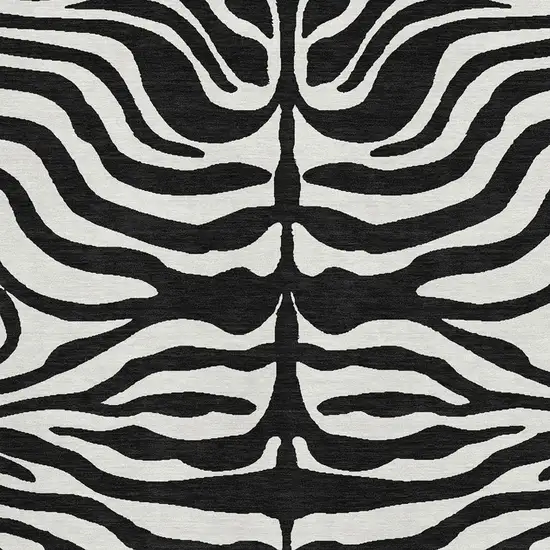 Black And Ivory Animal Print Washable Area Rug With UV Protection Photo 2
