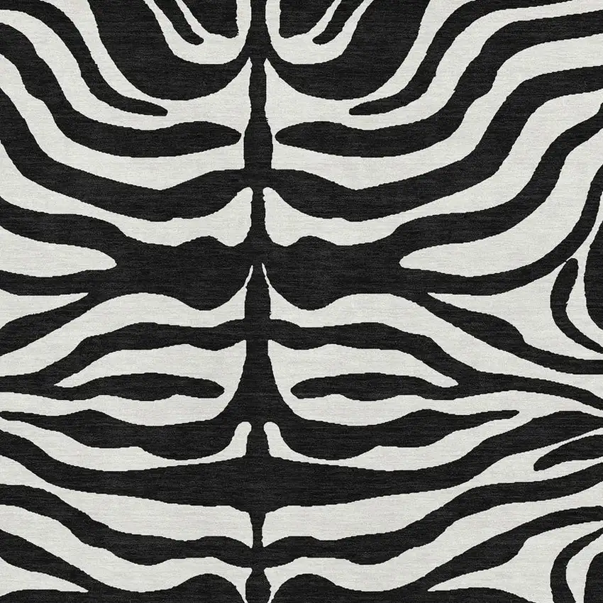 Black And Ivory Animal Print Washable Area Rug With UV Protection Photo 2