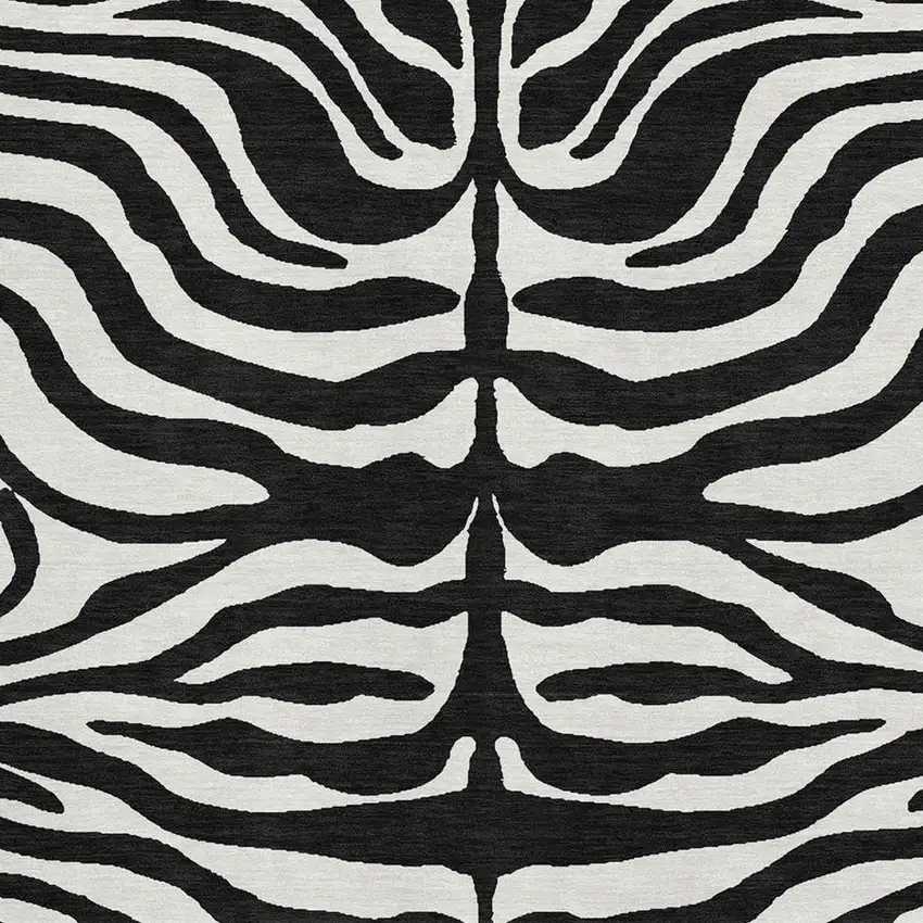 Black And Ivory Animal Print Washable Area Rug With UV Protection Photo 2