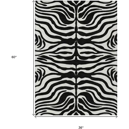 Black And Ivory Animal Print Washable Indoor Outdoor Area Rug Photo 7