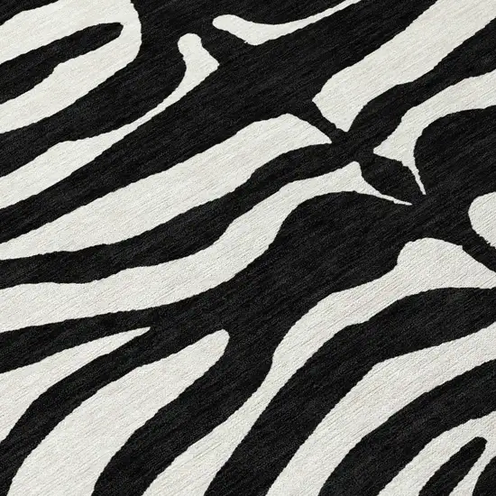 Black And Ivory Animal Print Washable Indoor Outdoor Area Rug Photo 8