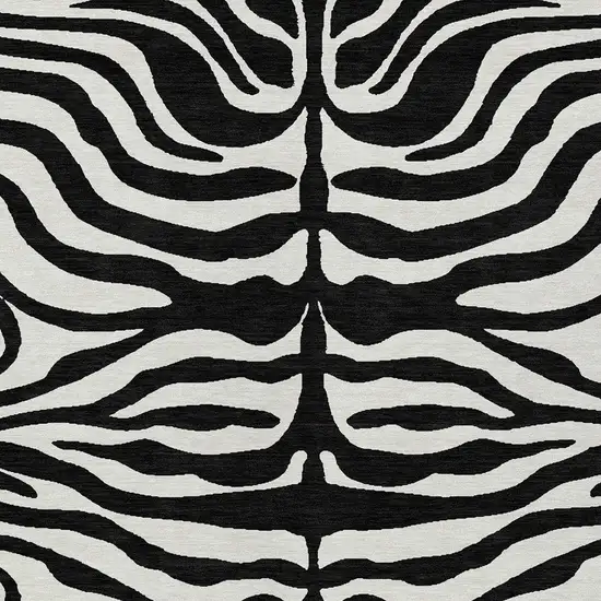 Black And Ivory Animal Print Washable Indoor Outdoor Area Rug Photo 5