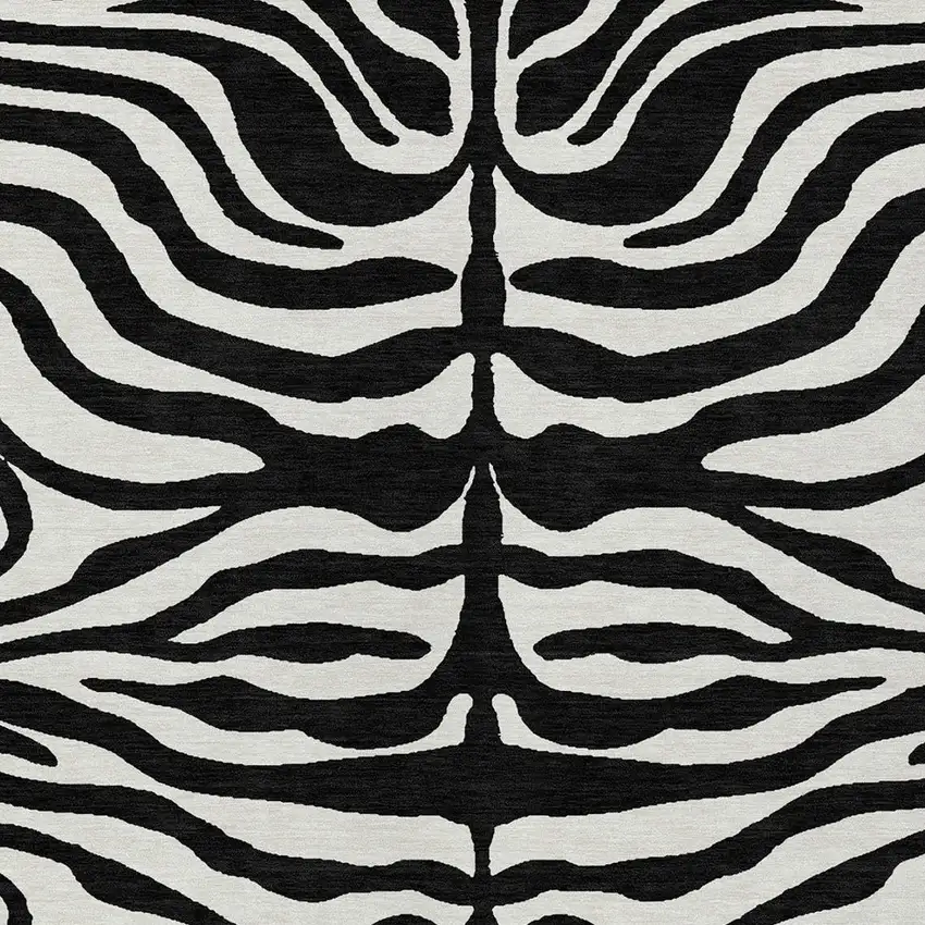 Black And Ivory Animal Print Washable Indoor Outdoor Area Rug Photo 5