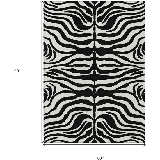 Black And Ivory Animal Print Washable Indoor Outdoor Area Rug Photo 7