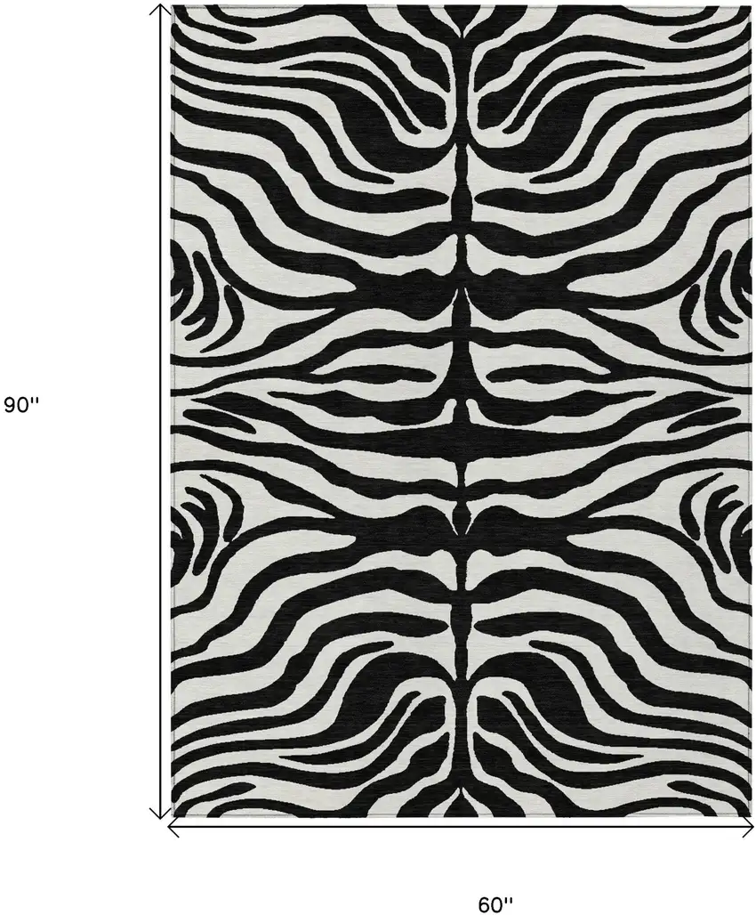 Black And Ivory Animal Print Washable Indoor Outdoor Area Rug Photo 7